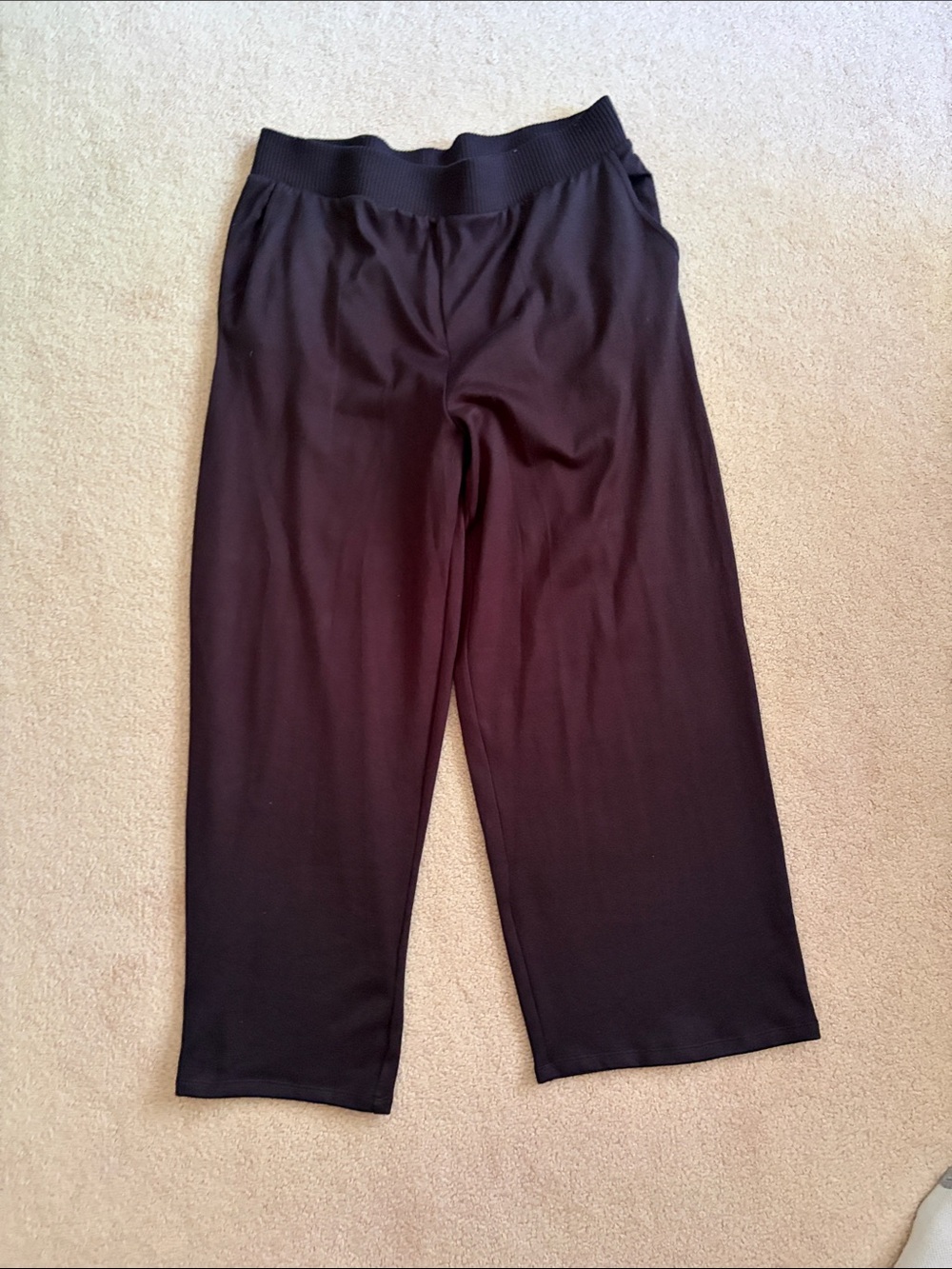 Joe Fresh Black Wide-Leg Pull-On Pants with Ribbed Waistband
